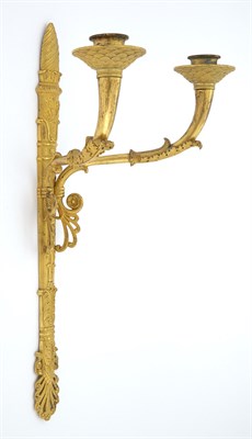 Lot 195 - Pair of Empire Ormolu Two-Light Wall Lights...