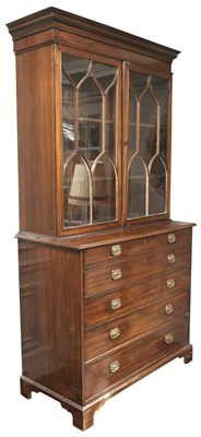 Lot 196 - George III Mahogany Secretaire Bookcase...