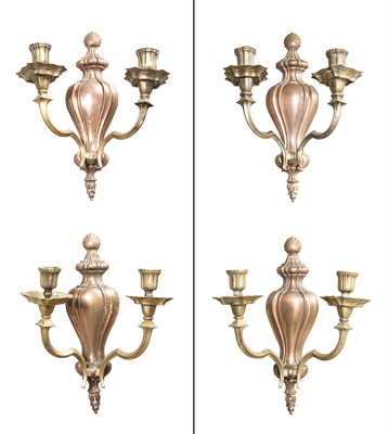 Lot 215 - Set of Four Continental Copper and Brass...