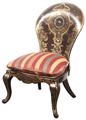 Lot 218 - Victorian Scarlet-Japanned, Parcel-Gilt and...