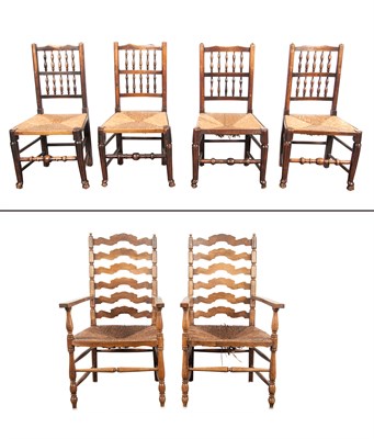 Lot 276 - Group of Four English Turned Wood Rush Seat...