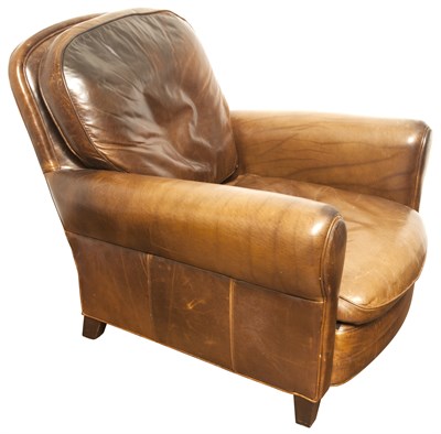 Lot 230 - Leather-Upholstered Club Chair With...