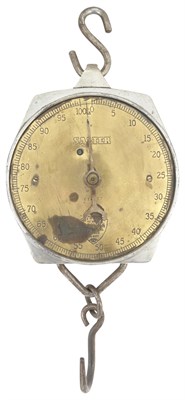 Lot 238 - Brass and Steel Hanging Scale With Two Hooks...