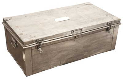 Lot 260 - Steel Trunk The hinged lid with brass plaque...