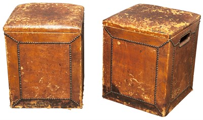 Lot 262 - Pair of Leather-Covered and Nailhead Stools...