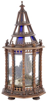 Lot 266 - Continental Turned Wood and Glass Steeple-Form...