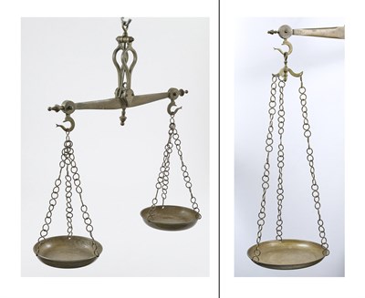 Lot 267 - English Brass Double Tray-Balance Scale and...