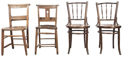 Lot 282 - Two Continental Oak Side Chairs and a Pair of...