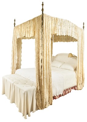 Lot 241 - Steel and Brass Tester Bedstead With Lace...