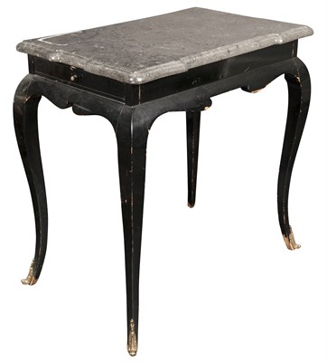 Lot 301 - Louis XV Style Black Painted Marble Top Table...