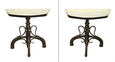 Lot 302 - Pair of Thonet Style Black-Painted and Marble...