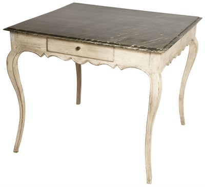 Lot 289 - Louis XV White-Painted Table with Faux-Marble...