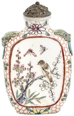 Lot 606 - A Chinese Enameled Molded Porcelain Snuff...