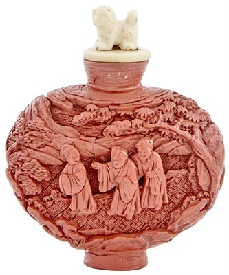 Lot 605 - A Chinese Cinnabar Lacquer Snuff Bottle Qing...
