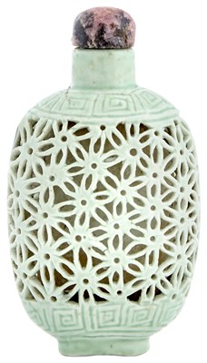 Lot 598 - A Chinese Green Glazed Porcelain Snuff Bottle...