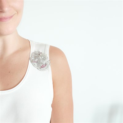 Lot 59 - Platinum, Diamond and Ruby Flower Brooch