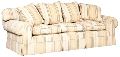 Lot 125 - Upholstered Three-Cushion Sofa Length 7 feet 1...