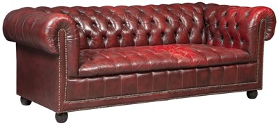 Lot 132 - Leather Upholstered Chesterfield Sofa Length 6...