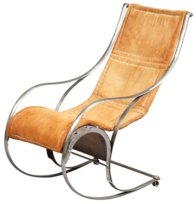 Lot 148 - Polished Steel Rocking Chair After a design by...