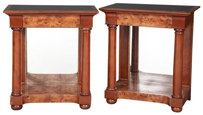 Lot 119 - Pair of Empire Style Stained Wood and Burlwood...