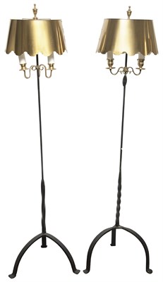 Lot 102 - Pair of Fortuny Wrought-Iron and Brass Floor...