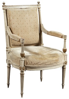 Lot 69 - Louis XVI Upholstered Painted Wood Fauteuil...