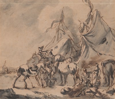 Lot 61 - Follower of Philips Wouwerman Encampment Brown...