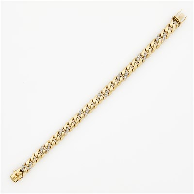 Lot 1052 - Gold and Diamond Curb Link Bracelet