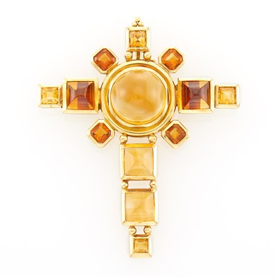 Lot 23 - Gold and Citrine Cross Enhancer