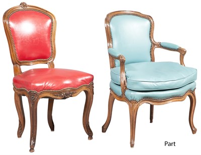 Lot 173 - Set of Four Louis XV Style Walnut Fauteuils en...