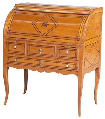 Lot 105 - Louis XV Provincial Inlaid Fruitwood Roll Top...