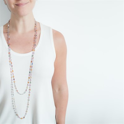 Lot 137 - Long White Gold, Multicolored Sapphire and Diamond Chain Necklace