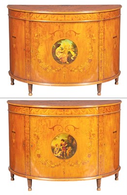 Lot 292 - Pair of George III Style Satinwood, Marquetry...