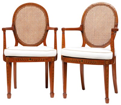 Lot 124 - Pair of George III Style Painted Satinwood...