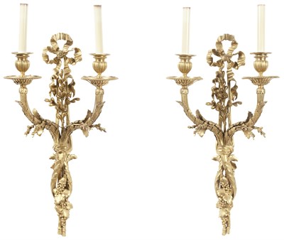 Lot 283 - Pair of Louis XVI Ormolu Two-Light Bras de...