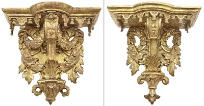 Lot 342 - Two Régence Giltwood Brackets Each with...