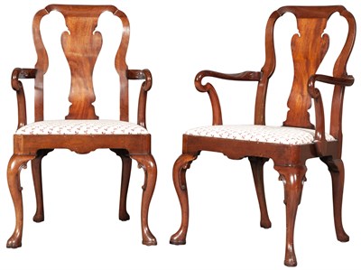 Lot 203 - Pair of George II Style Mahogany Armchairs...