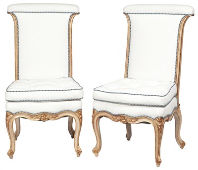 Lot 131 - Pair of Louis XV Style Painted and Parcel-Gilt...
