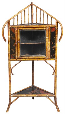 Lot 288 - French Bamboo and Lacquer Panel Inset Corner...
