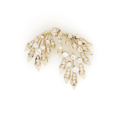Lot 1084 - White Gold and Diamond Brooch