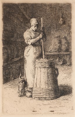 Lot 109 - Jean-François Millet (1814-1875) LA BARATTEUSE...