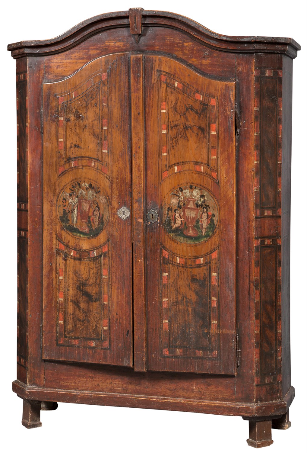 Lot 159 - German Painted Pine Cupboard Height 71 inches,...
