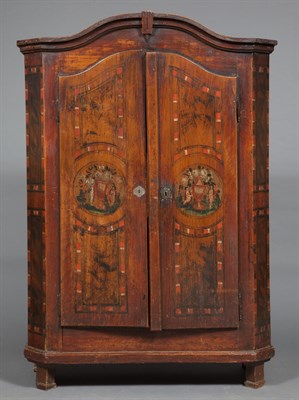 Lot 159 - German Painted Pine Cupboard Height 71 inches,...