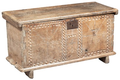 Lot 161 - English Oak Boarded Chip-Carved Chest 16th...