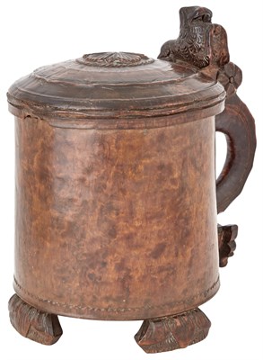 Lot 274 - Scandinavian Burr Birch Peg Tankard and Cover...