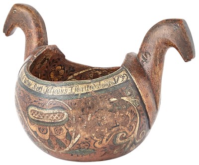 Lot 276 - Norwegian Painted Drinking Bowl (Kasa) Late...