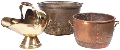 Lot 289 - Brass and Iron Cauldron Height 15 inches,...