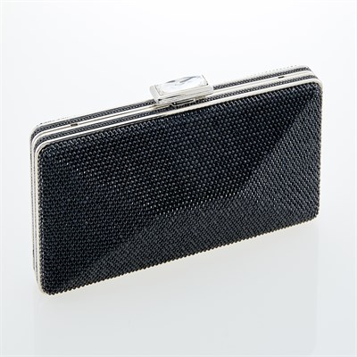 Lot 1307 - Judith Leiber Silver Jet Crystal Clutch
