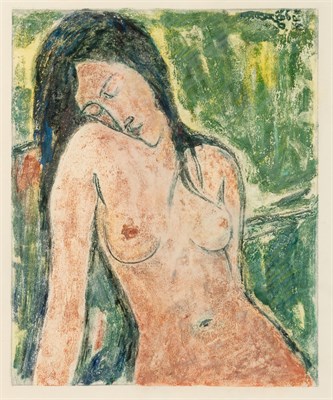 Lot 297 - Artist Unknown [FEMALE NUDE] Color monoprint,...