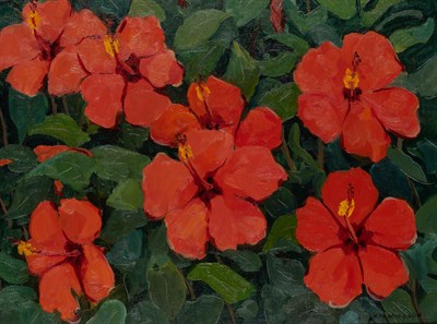 Lot 79 - Jane Peterson American, 1876-1965 Red Hibiscus...